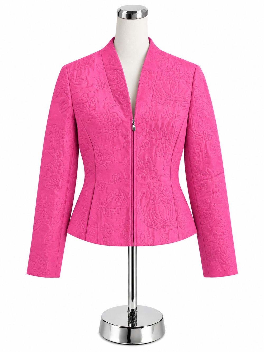 Dana Buchman Women's Size 4 Pink Silk Quilted Floral Zip Front Jacket